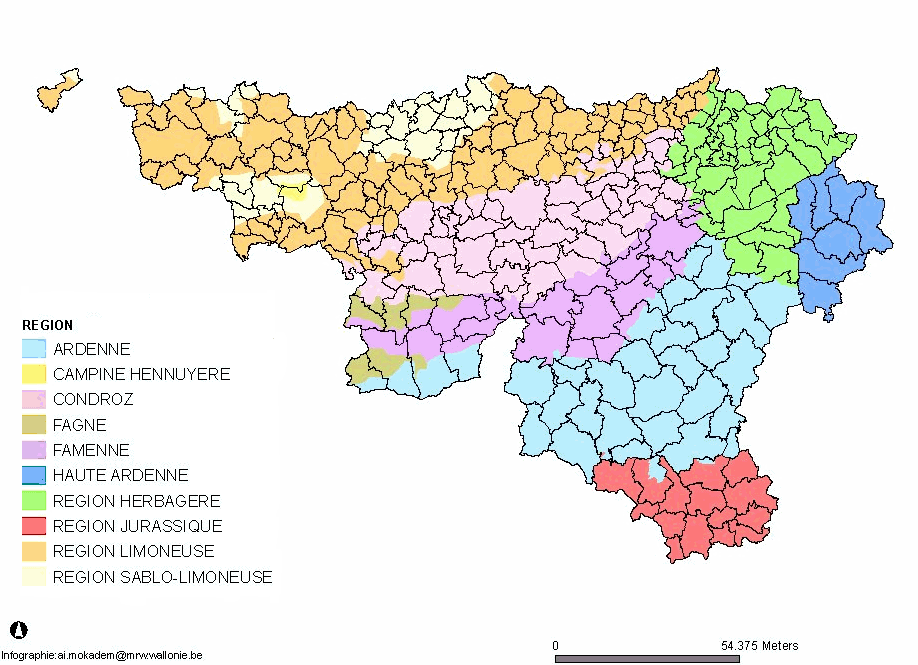 Carte Des Regions Agricoles Et Des Communes De Wallonie Portail De L Agriculture Wallonne